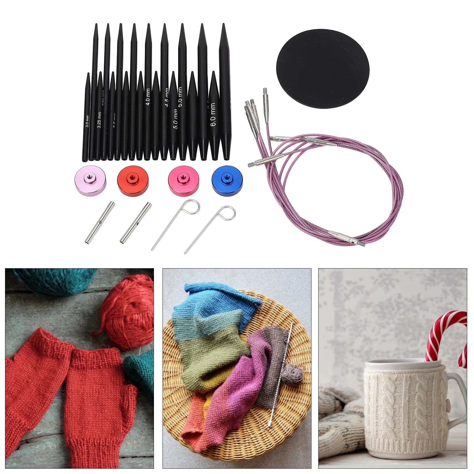 Set di aghi per maglieria circolare Set di aghi intercambiabili con custodia per progetti di tessitura artigianale
