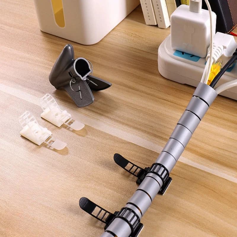 Morsetto per cavo autoadesivo regolabile clip per cavo metallico supporto per linea di alimentazione gestione Organizer cravatte fissatore Trim Wrap nero bianco