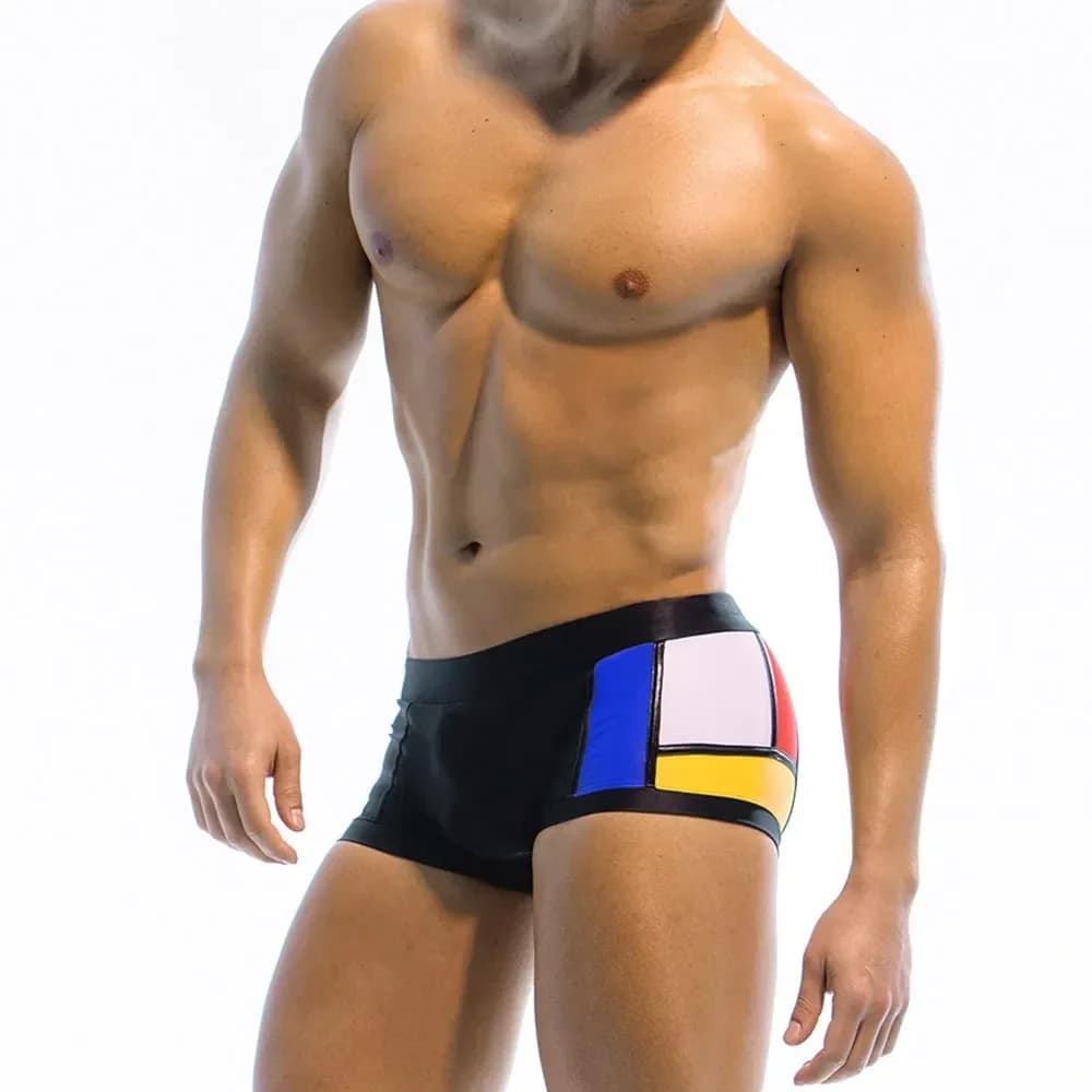 Men's Swimwear Swimwear Boxer Men's Swimwear Color Block Surf Shorts Square Leg Swimwear Boardshorts Panties