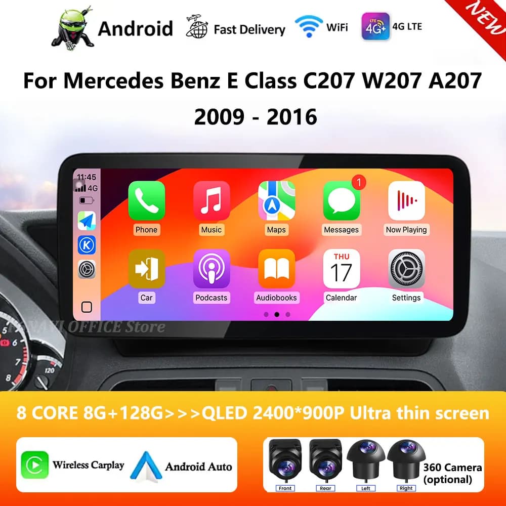 Android 16 Stereo GPS 4G Per Mercedes Benz Classe E C207 W207 A207 2009 - 2016 Wireless Carplay Autoradio Lettore Multimediale WiFi