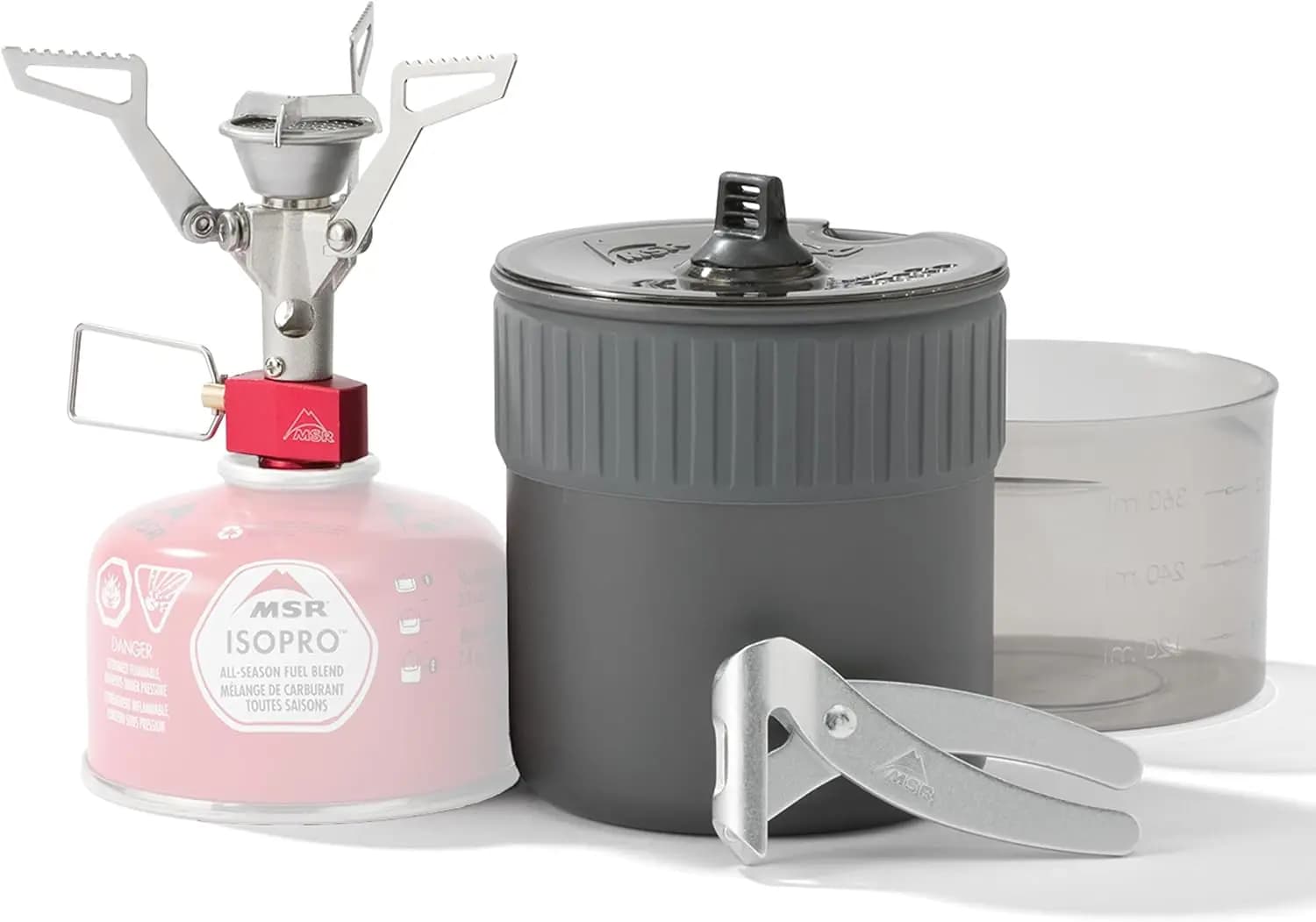 Ultralight camping stove kit: boils water in 3.5 minutes, weighs 9,9 Oz for solo backpacks