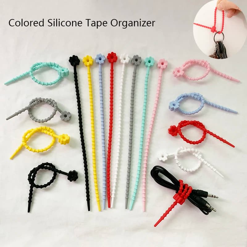 Colore Silicone quadrifoglio fascetta portachiavi corda cordino cavo per cuffie cavo dati di archiviazione e finitura fascetta fermacavo