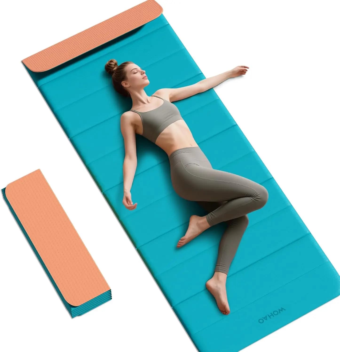 Tappetino Yoga Pieghevole in 12 Parti 75x26x0.4 Pollici Antiscivolo Compatto per Yoga, Pilates, Allenamento di Forza e Meditazione