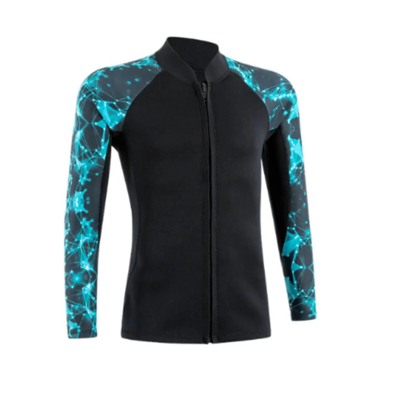 Long Sleeve Neoprene Wetsuit for Women 2mm Thermal Swim Top Front Zip Dive Jacket for Snorkeling Swimming Ocean Sports