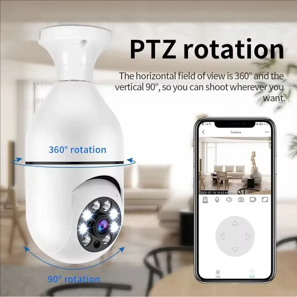 Telecamera IP WiFi 4G E27 con Lampadina, Monitor Wireless per Bambini 2MP con Tracciamento AI, Videosorveglianza di Sicurezza, Telecamera per Animali Domestici