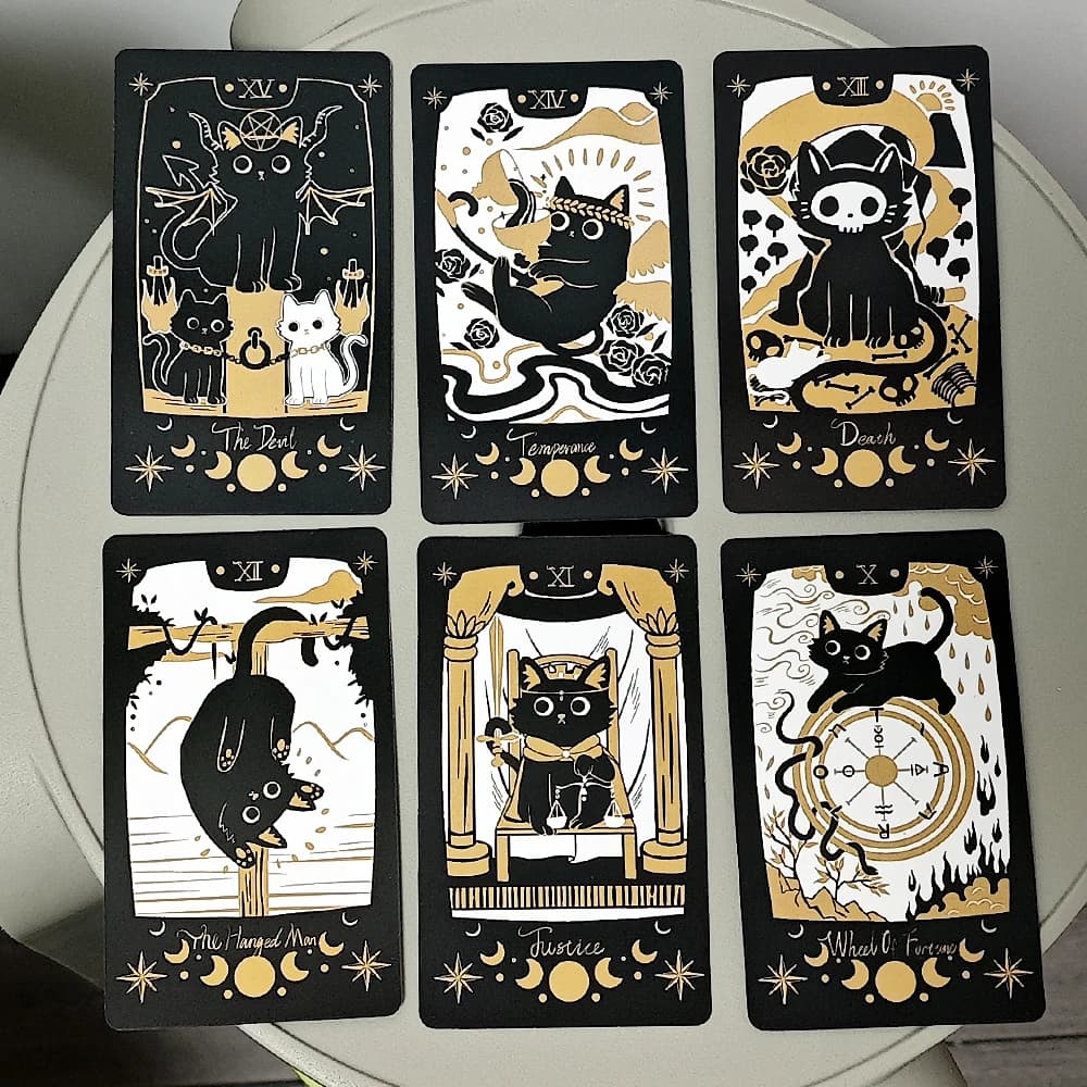 Adorable Cat Tarot Deck 78 Cards Deck Black 10.3*6cm