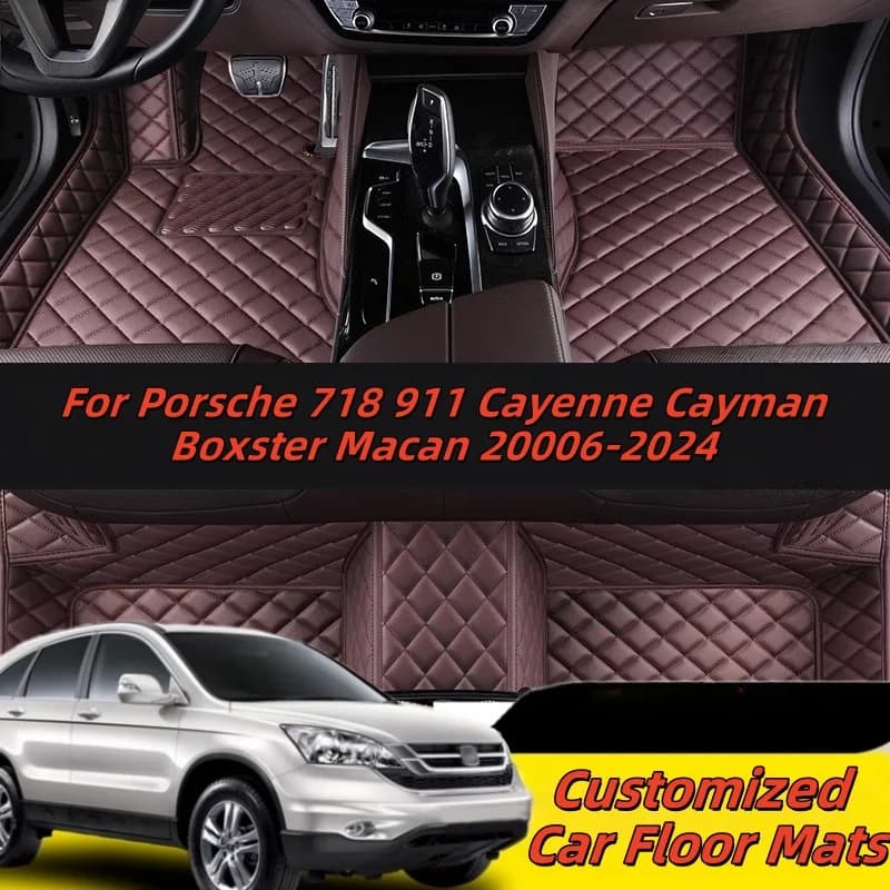 Car Floor Mats Custom leather For Porsche 718 911 Cayenne Cayman Boxster Macan 20006-2024 Car Interior Accessories