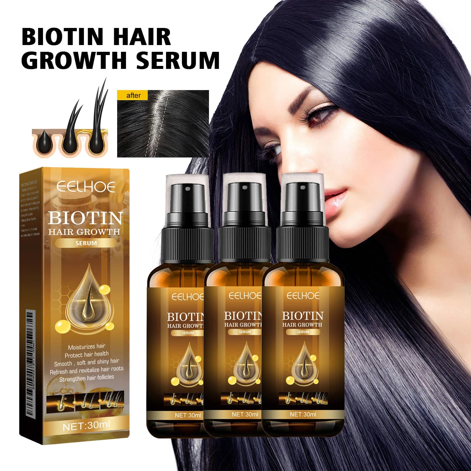 Biotin Hair care Spray Feed the hair follicle of the scalp Reduce hair loss Stabiliz Hair roots Update oil control Natural vegetable essence