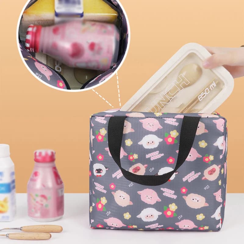 Lunch Box for Kids Women Men Reusable Pink Lunch Tote for School Office Work Picnic Hiking Large Capacity Lunch Organizer