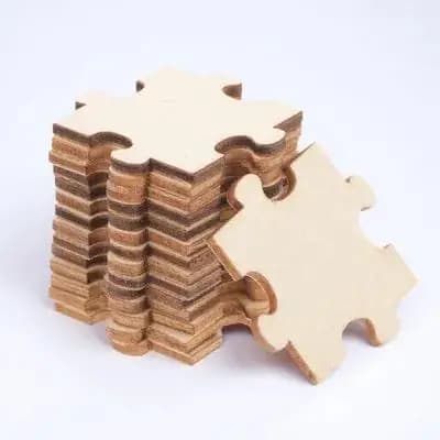 100 Pezzi di Puzzle in Legno Grezzo Lisci Non Finiti per Progetti Fai-da-Te di Colorazione, Incastonatura, Incollatura, Artigianato, Educazione Artistica per Bambini