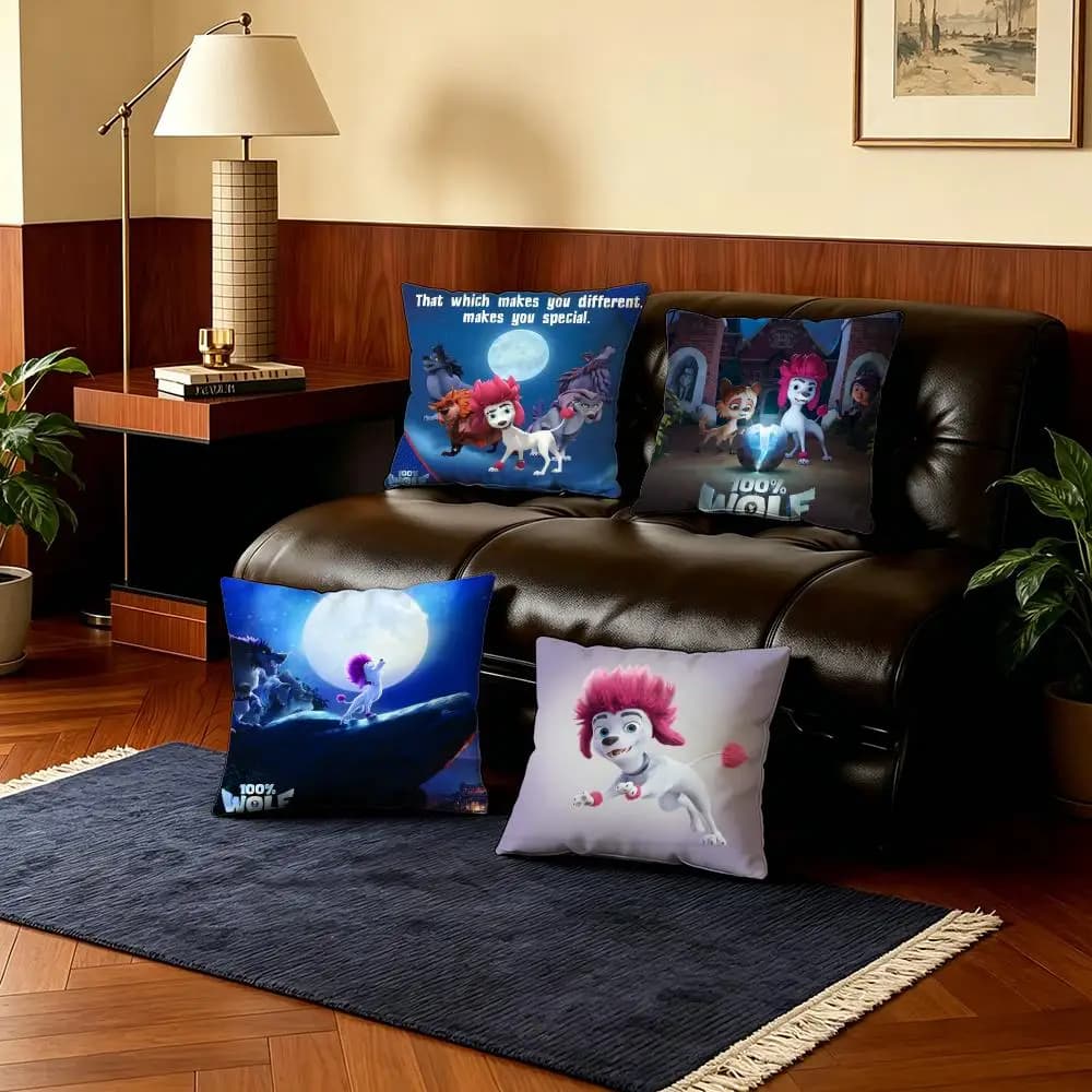 Fantasy 1-100% WolfS Cushion Cover 4Pcs Ultra Soft Short Plush Pillow Covers 40x40 45x45 Boho for Sofa Bedroom