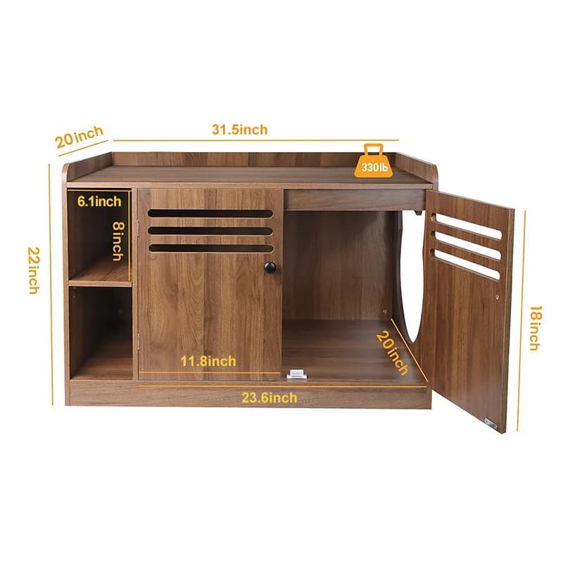 Solid wood ventilated cat litter indoor cat bed four seasons universal dog house small dog hamster pet supplies brown cat toilet
