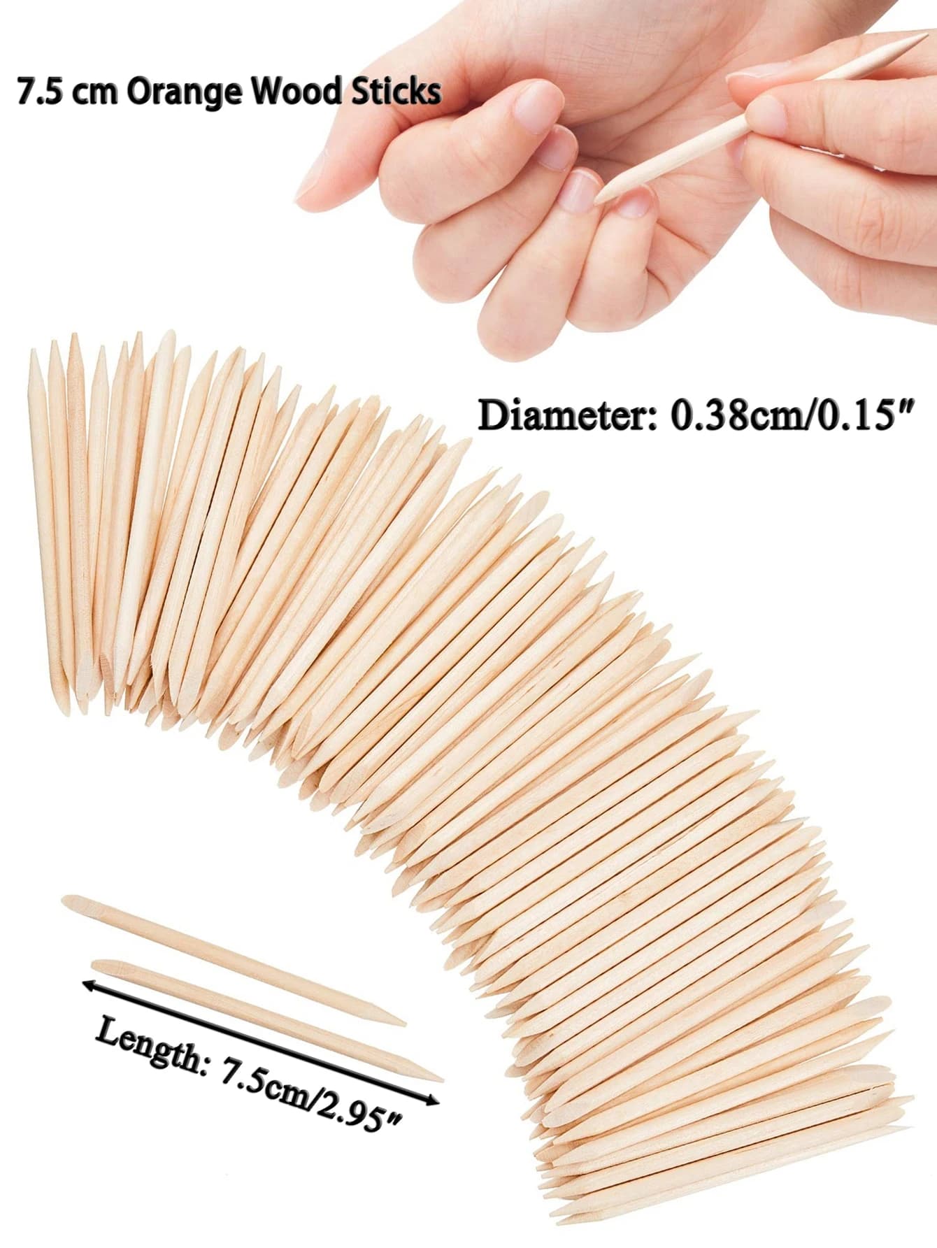 15 to 500 Pcs Orange Wood Cuticle Sticks 7.5cm Double Ended Nail Art Tools for Manicure Pedicure Cleaning and Polish Removal