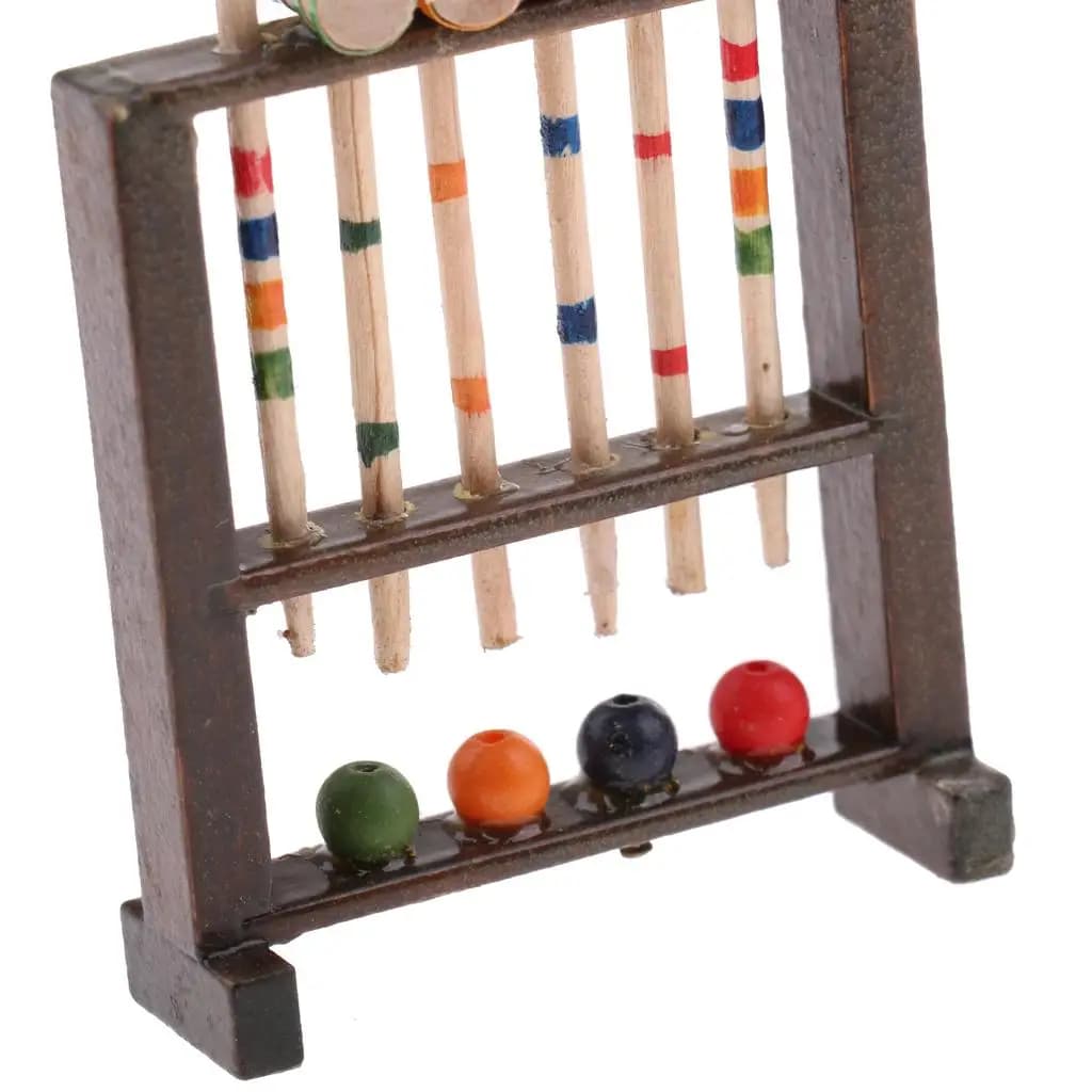 1/12 Dollhouse Croquet Game Set Wooden Miniatures Accessories Doll House Miniature Items for Doll Room Decor