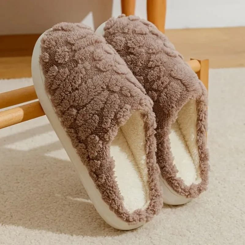 Pantofole invernali in peluche calde 2025 - Scarpe da casa con suola morbida silenziosa per coppia unisex, pantofole da camera da letto per interni in pile spesso antiscivolo