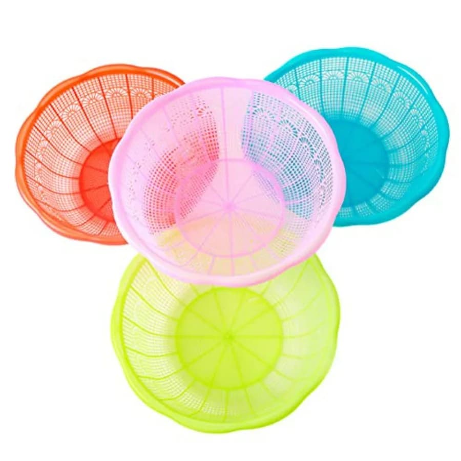 Set di 4 Vaschette in Plastica per Lavare il Riso, Scolapasta Versatile per Riso, Frutta e Verdura, Utensile da Cucina con Design Cavo e Non Cavo