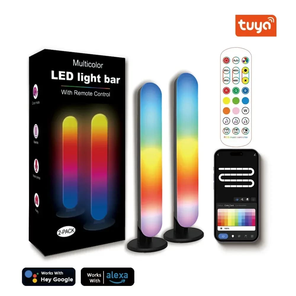Barra luminosa RGB con sensore di movimento, ricaricabile tramite USB, lampada LED con WIFI Tuya, luce ambientale a ritmo musicale per TV, decorazione da tavolo per sala giochi.