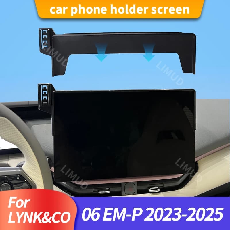 Supporto per telefono da navigazione per schermo auto per LYNK&CO 06 EM-P 2023-2025, supporto per navigatore da 14,6 pollici con scatola portaoggetti