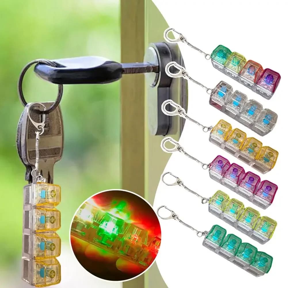 4 tasti Tastiera meccanica Asse Tester Portachiavi Antistress Clicker Fidget Tastiera con strumenti di decompressione LED Regali pendenti