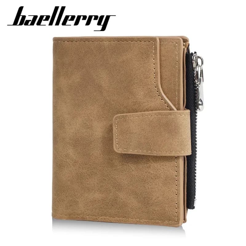 Baellerry Men's Short Wallet High-Quality Zipper Card Holder Photo Organizer Simple Small Male Purse Brand Money Clip