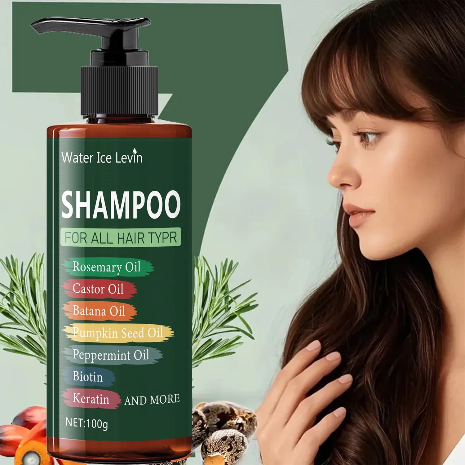 Shampoo for hair 7in-1-250G Shampoo 7 in 1 Hydrating Cooling Bad hair Split Anti-breaking Lavender Rich oil rapeseed mint oil Biotin Keratin