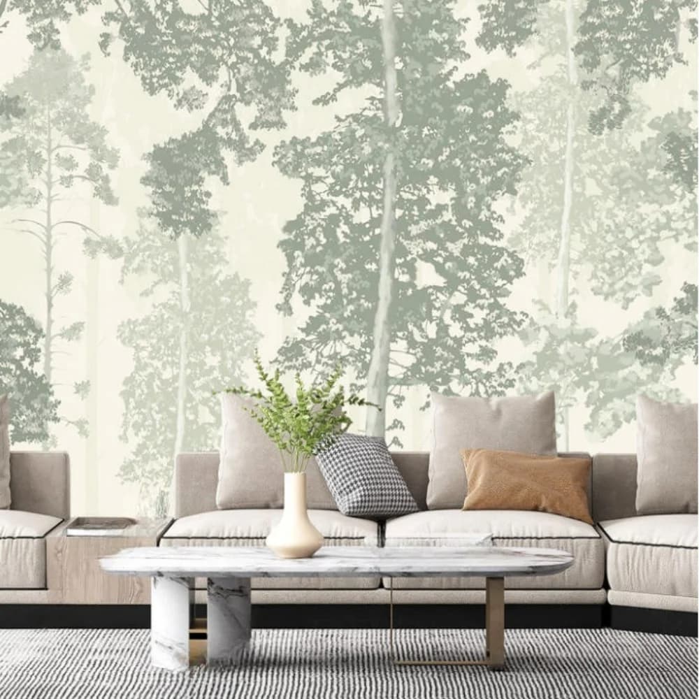 Customize any size jungle plant wallpaper living room sofa background vintage tropical rainforest line drawing forest mural
