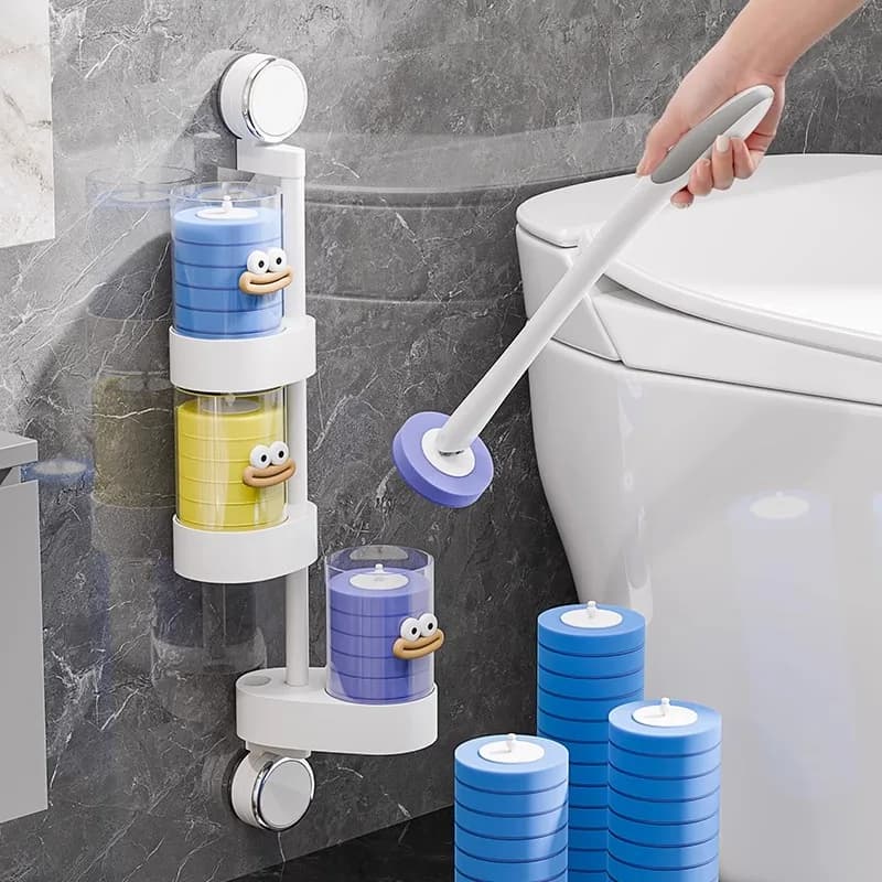 Kit di Pulizia per WC con Spazzola Usa e Getta e Testina in Spugna, Rimozione Odori, Prodotti per la Pulizia Domestica
