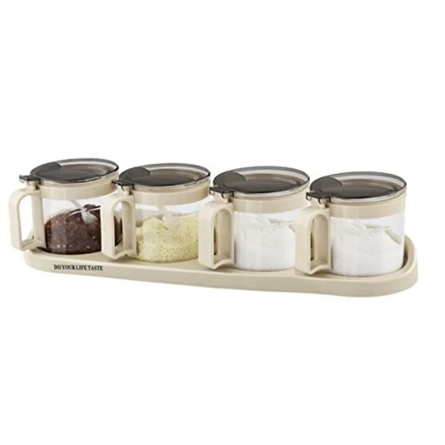 Set di Barattoli per Spezie TENTA Gourmet con Cucchiai da Servizio, Contenitori per Condimenti, Design Elegante per la Cucina