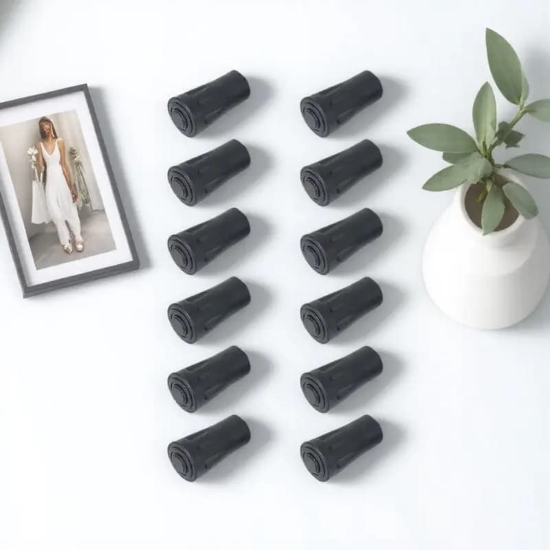 12 Pieces Trekking Stick Covers, Anti-slip Tips and Shock Resistant for Stroller Sticks and Stamps, Black