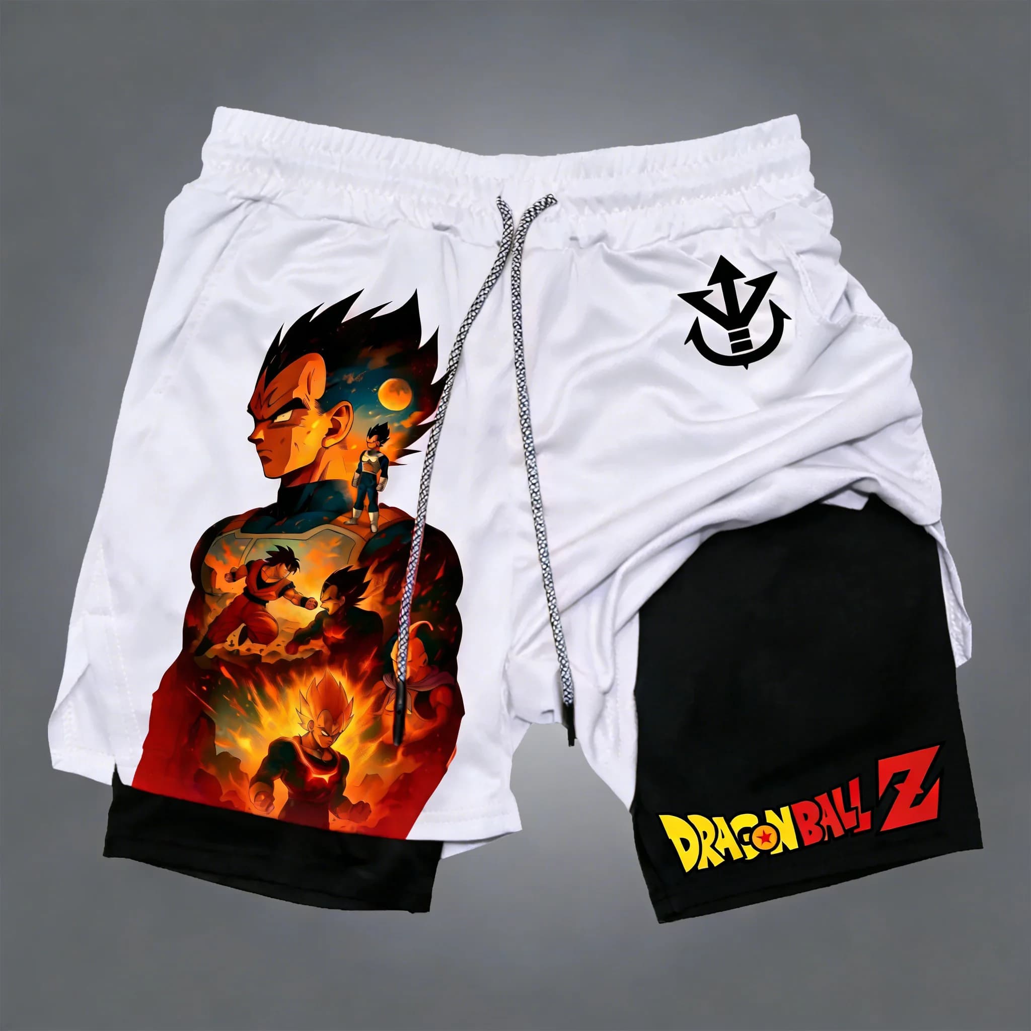 Sports Shorts Dragon Ball Anime Vegeta Double Layer 2026, New Unisex Summer Shorts for Swimming, Running, Fast Drying