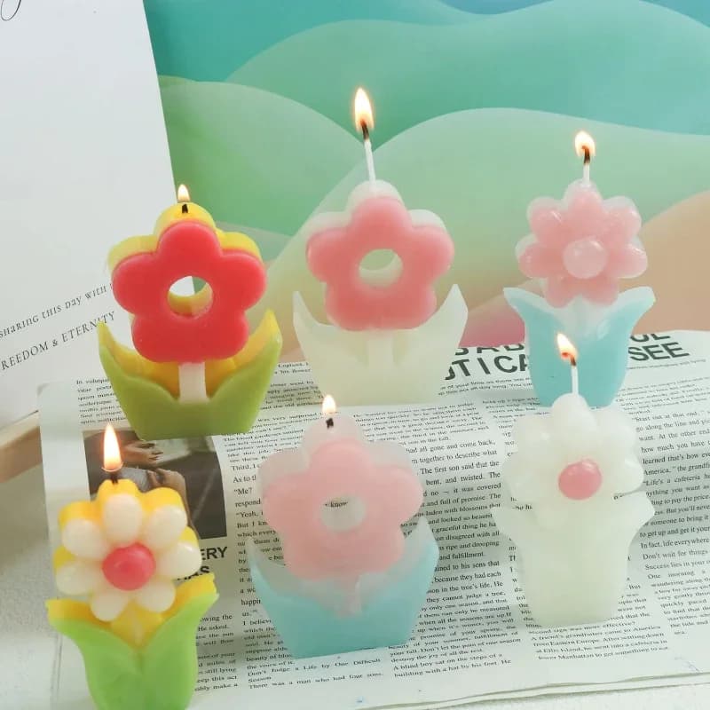 Flower Aromatherapy Candle Silicone Mold Candle Soap Mold DIY Candle Making Gypsum Resin Mold Home Desktop Decoration