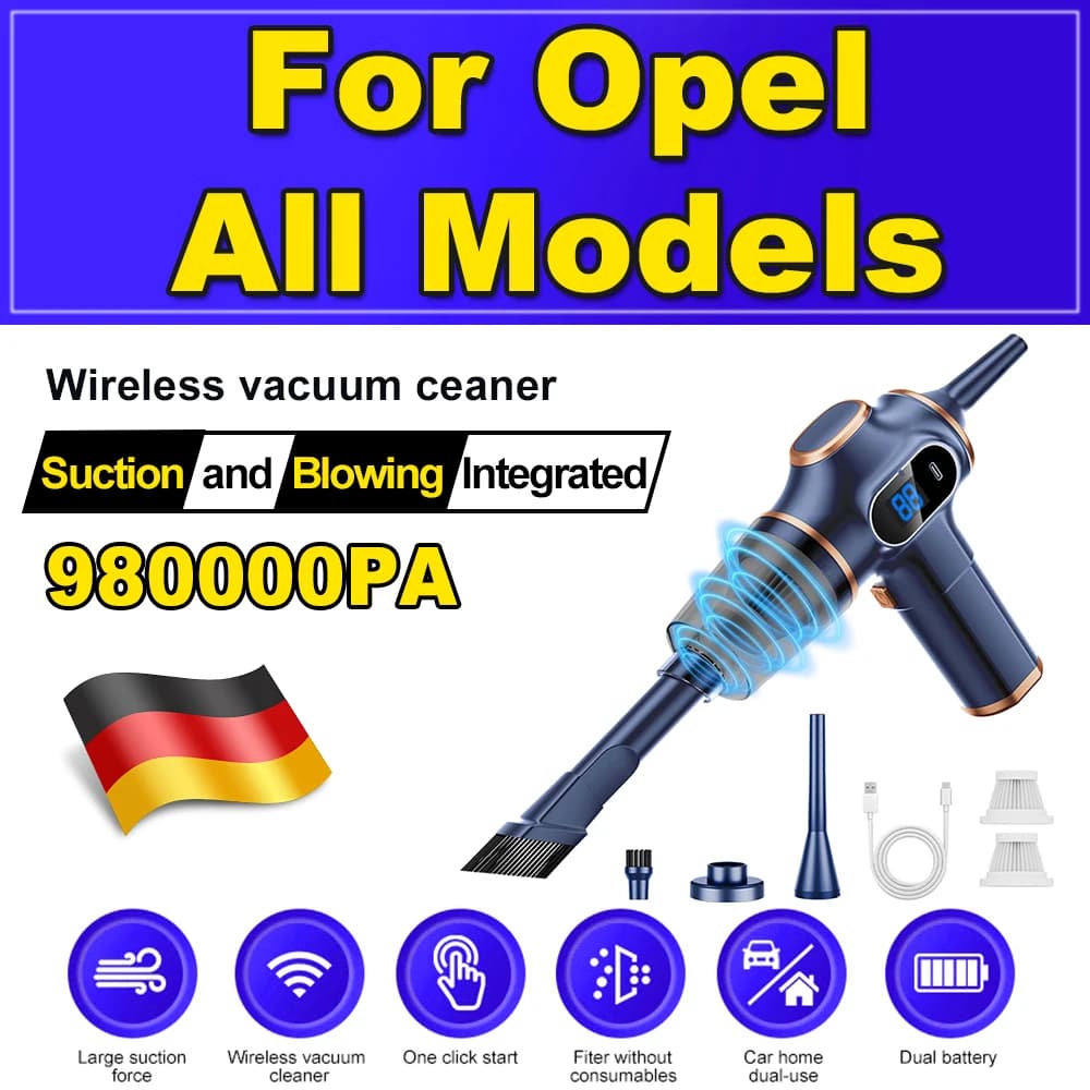 Aspirapolvere per auto wireless da 120 W 980000 Aspirapolvere ad alta potenza per aspirapolvere automatico domestico senza fili Pa per tutti i modelli Opel