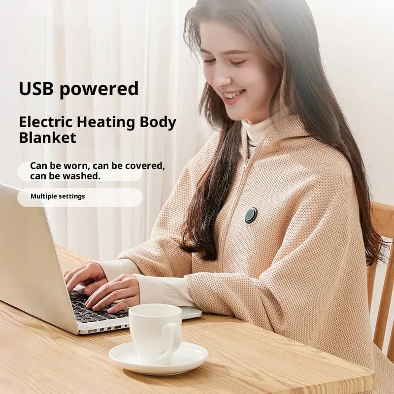 Coperta riscaldante elettrica USB portatile Coperta riscaldata USB Lavabile Indossabile Scaldacollo regolabile con 3 impostazioni di calore Scialle leggero