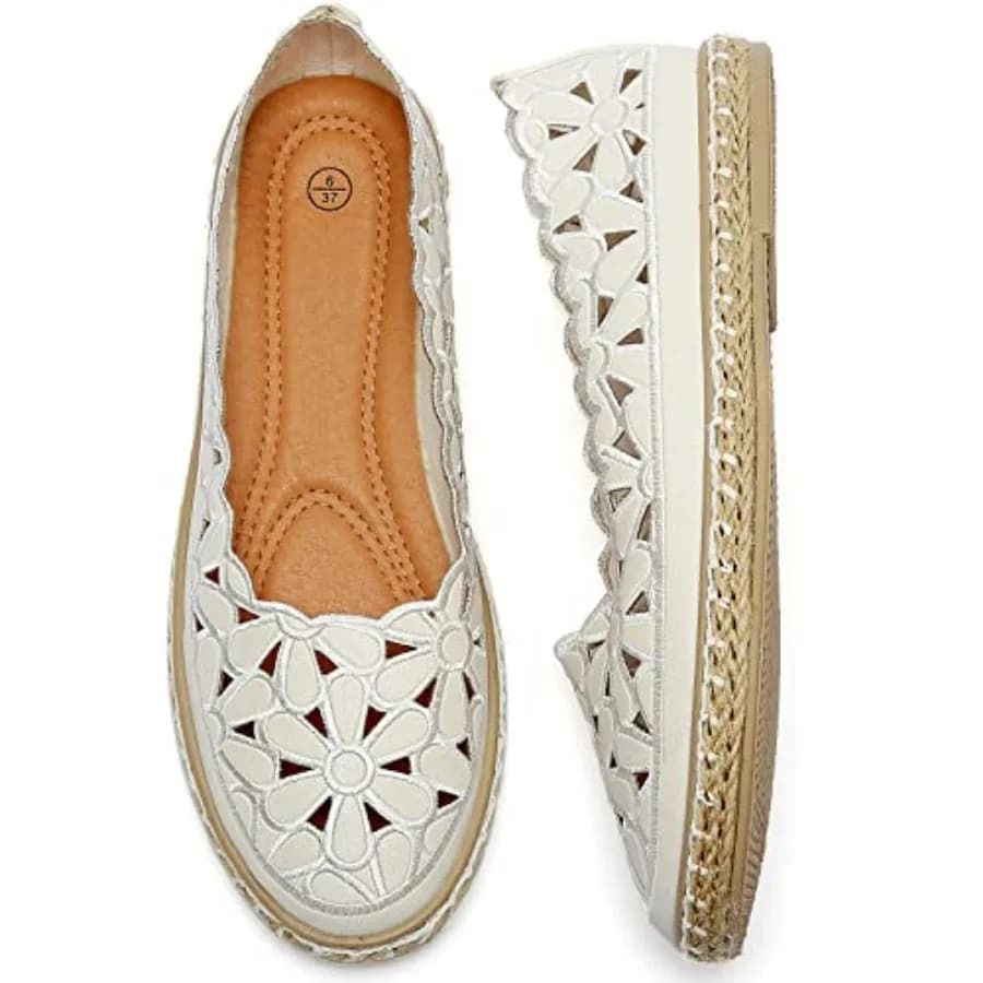 Scarpe da donna Ballerine Daisy con punta tonda, eleganti e casual, slip-on con lacci.