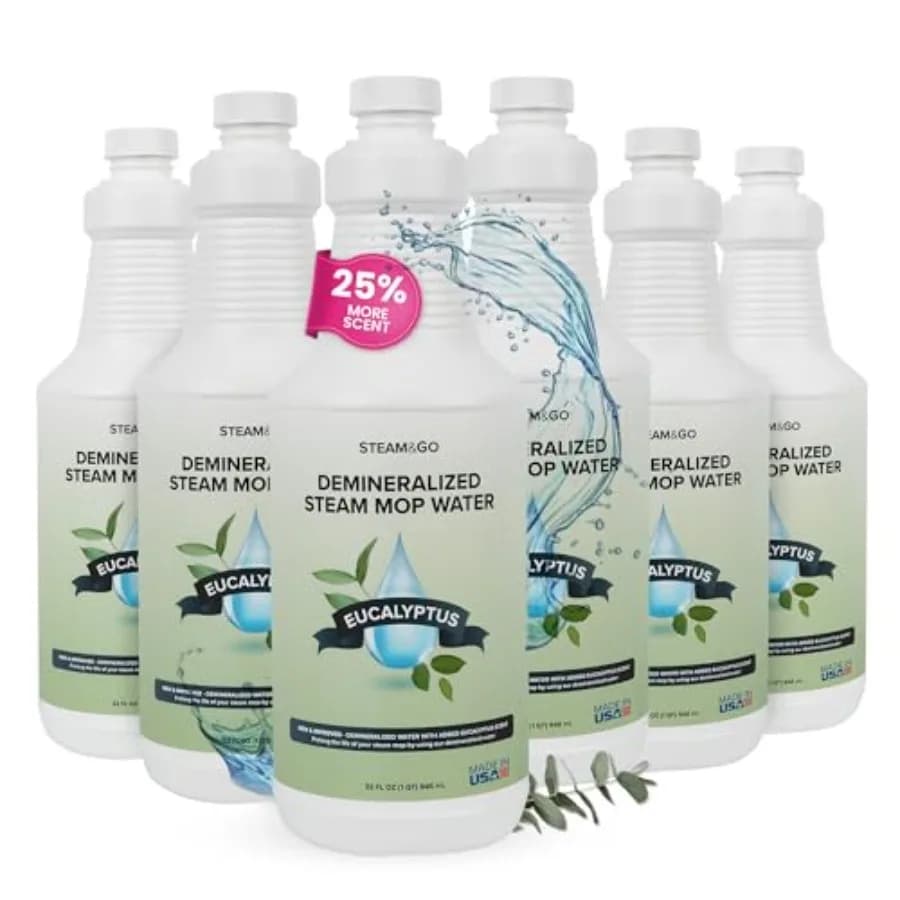 Acqua Demineralizzata Steam and Go per Pulitore a Vapore, Liquido per Pulizia Pavimenti Senza PVC, Compatibile con Qualsiasi Scopa a Vapore, Pronto all'Uso