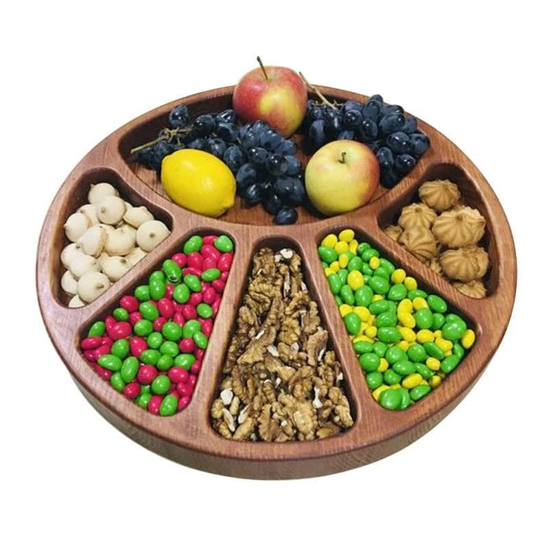 Nuovo piatto in legno per frutta secca, piatto portaoggetti in legno a griglia