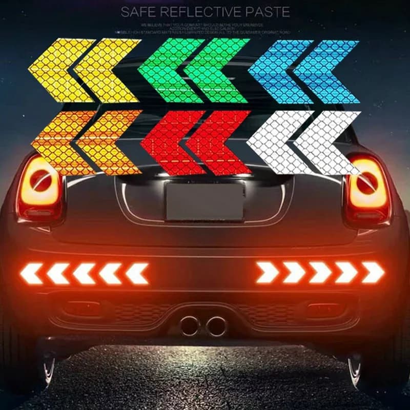 10 Pz/set Adesivo Per Auto Riflettente Freccia Segno Nastro di Avvertimento Adesivo di Sicurezza Per Auto Paraurti Tronco Riflettore Nastro di Pericolo Car Styling