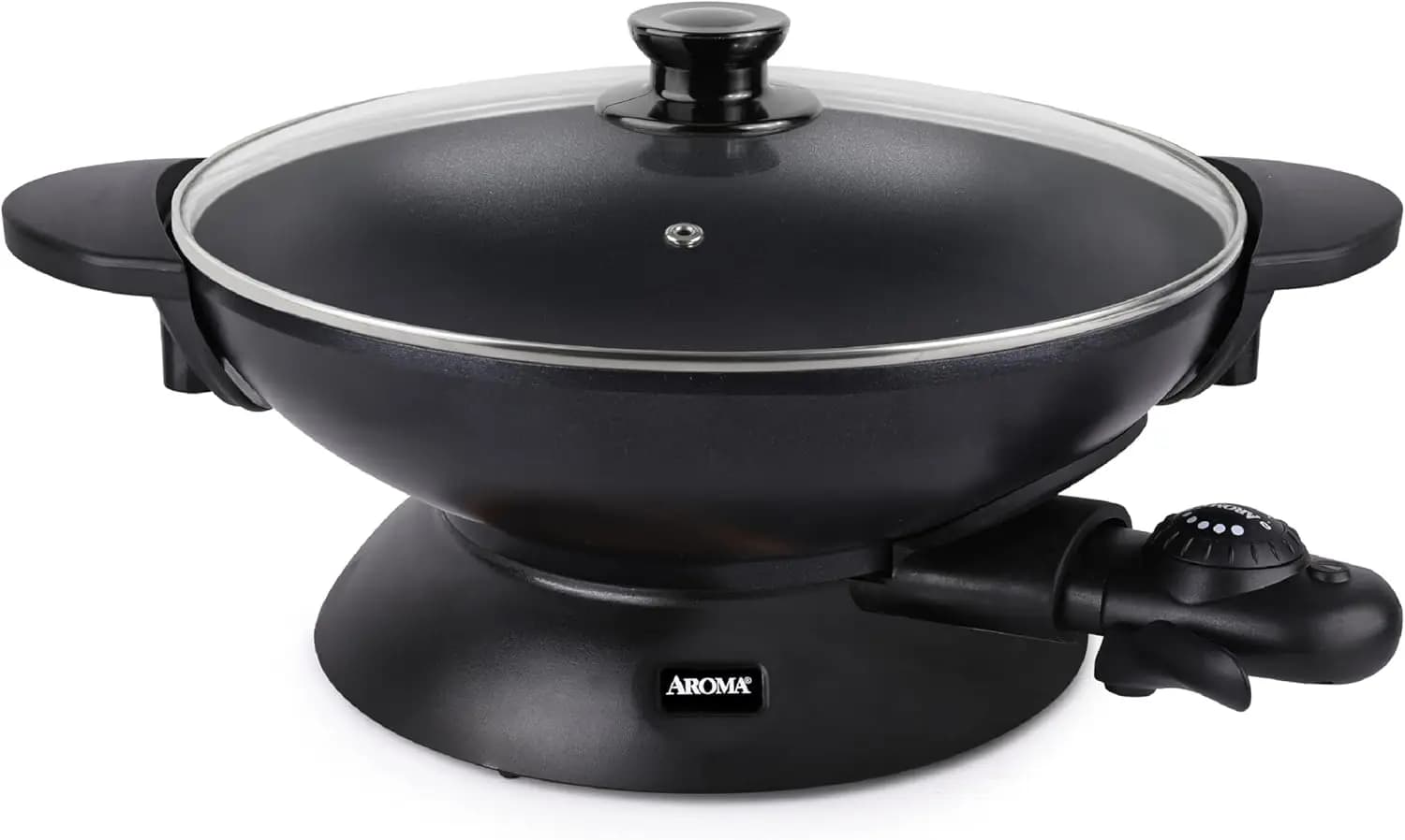 Wok Elettrico 5 Qt, Padella Antiaderente per Saltare in Padella con Coperchio, Controllo della Temperatura, Manici Cool-Touch