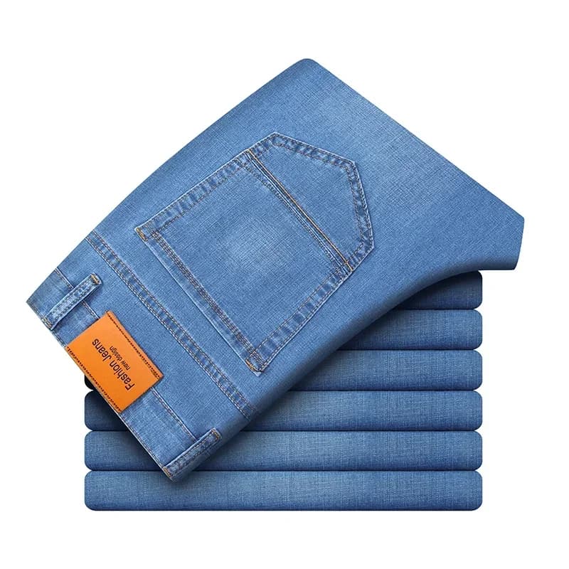 Pantaloni uomo ufficio Business Jeans uomo classico blu nero cotone Stretch pantaloni dritti in Denim pantaloni di marca maschile