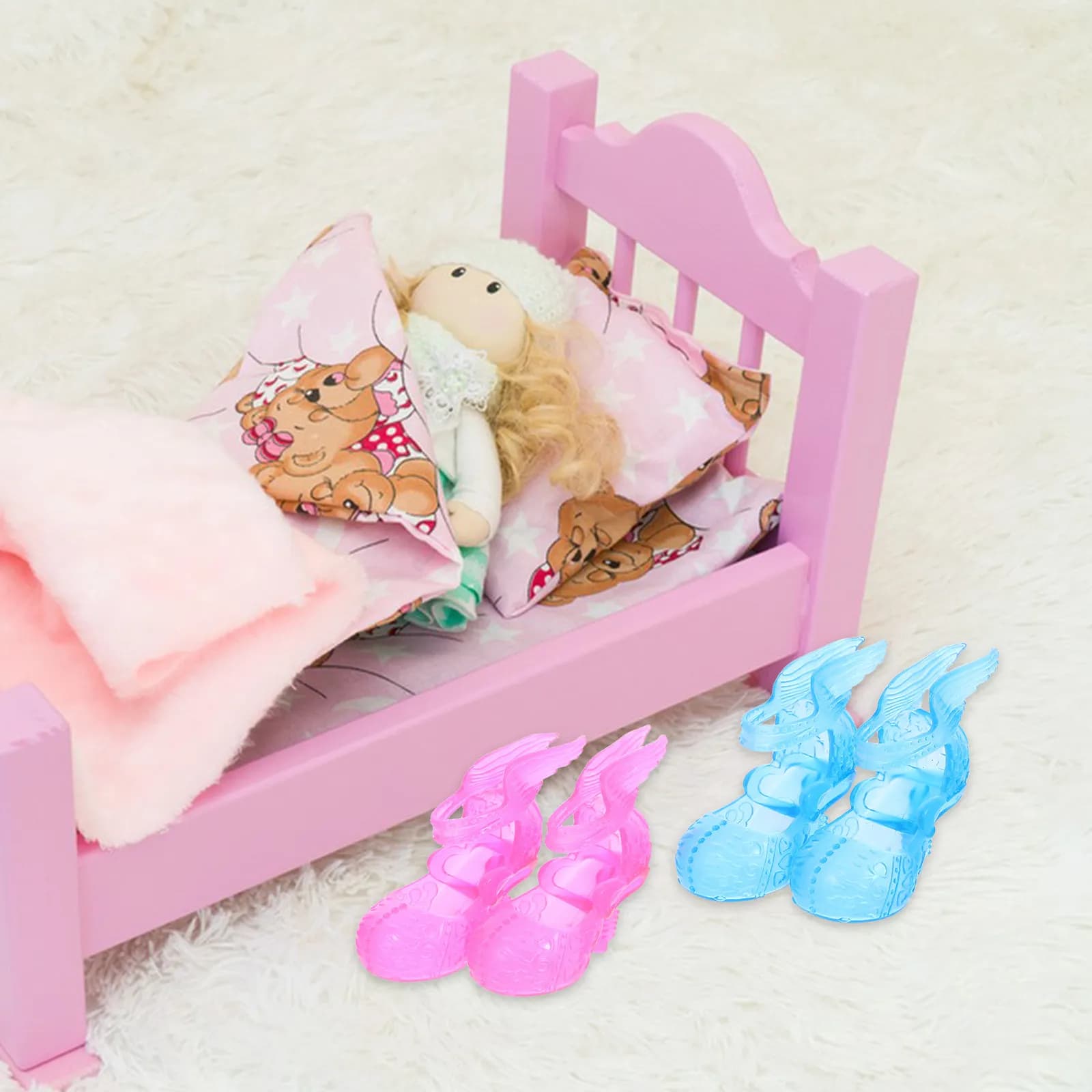 6Pairs Crystal Shoes for 60cm Elegant High Heel Mini Shoes for Role Play Party Dress Up Accessories Baby Accessories