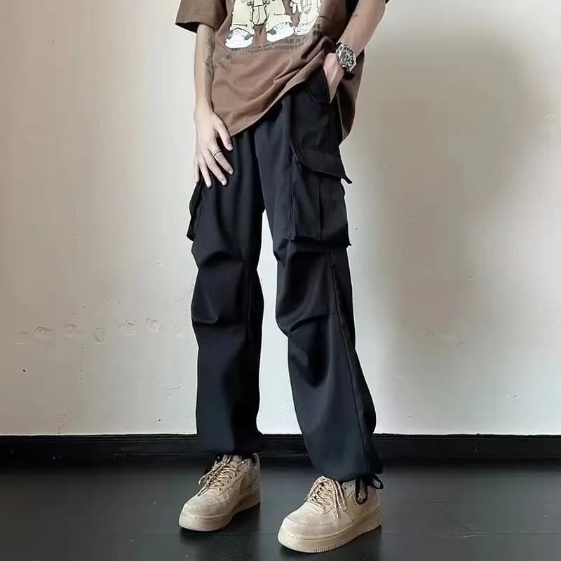 2025 New Big Size Men's Casual Trousers Loose Fit Straight Pants Multi Pocket Big Man Long Pants Mens Jogger Pants Summer Autumn
