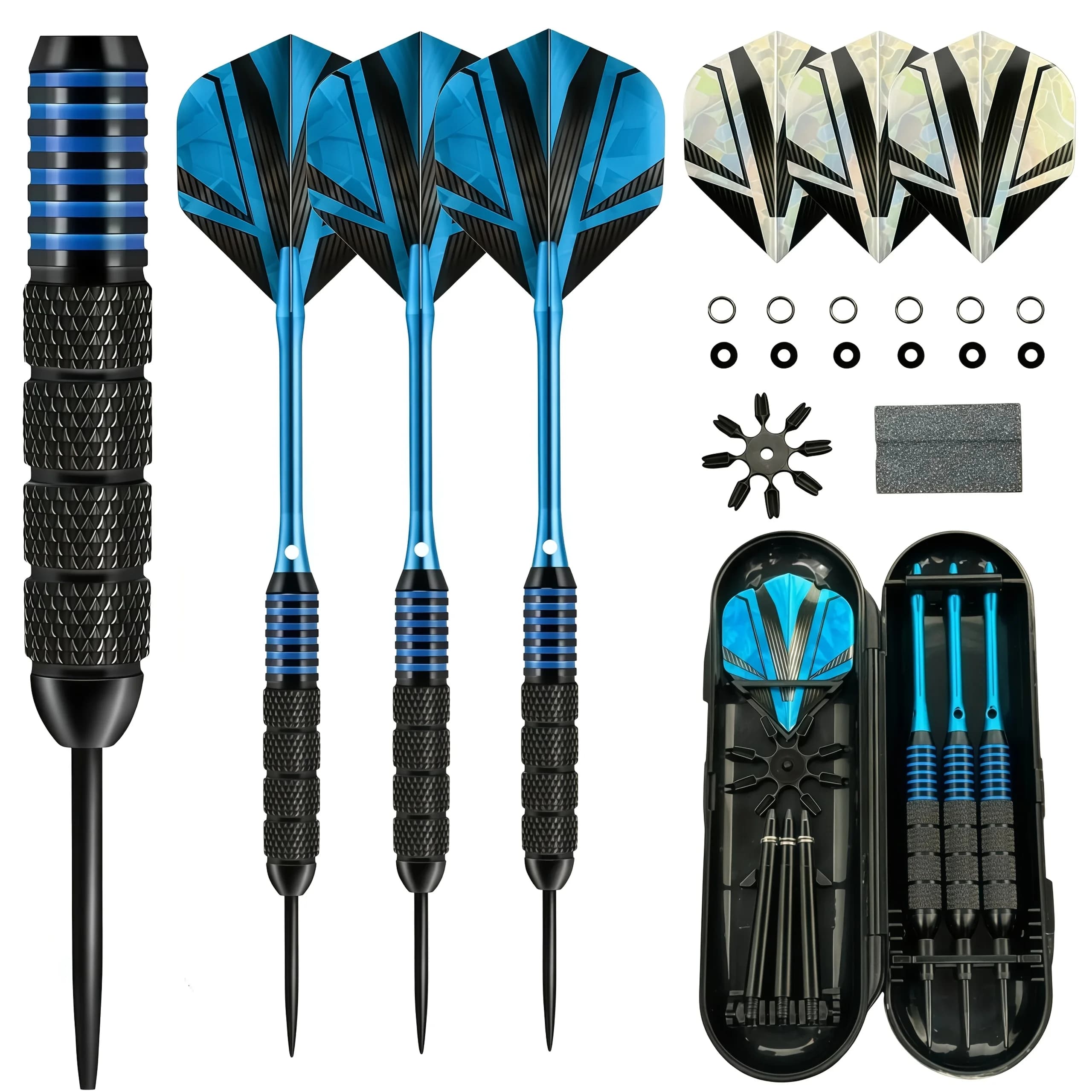 24g 3pcs Steel Tip Darts Sets Standard PET Flight, Stainless steel Darts Aluminum Shafts Steel Tip with Storage Box