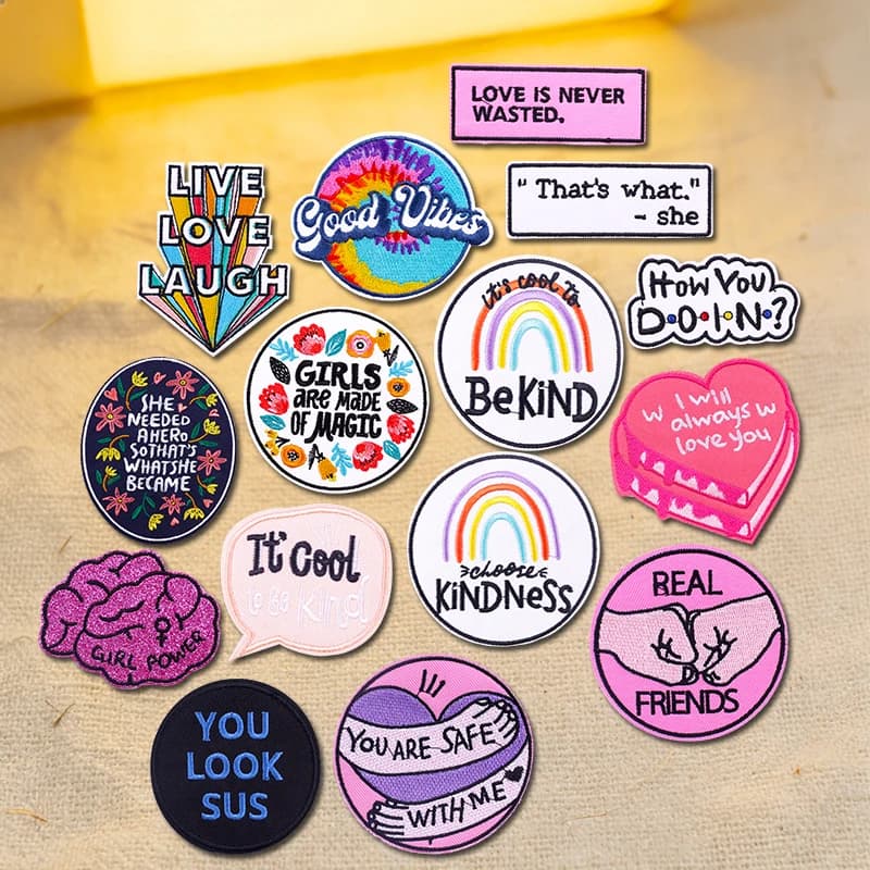 Rainbow Letter Embroidered Patch Iron On Patches For Clothing DIY Cartoon/Letter Positive Language Patch Jackets Jeans Badges