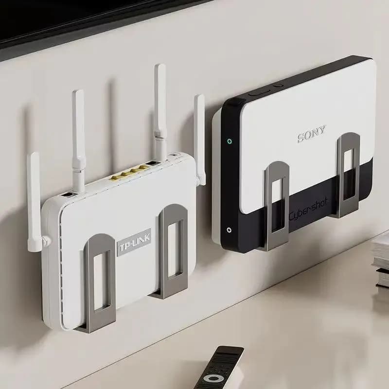 Organizer for set-top box wall router with adjustable bracket, multipurpose shelf for cable management for storage of WiFi devices