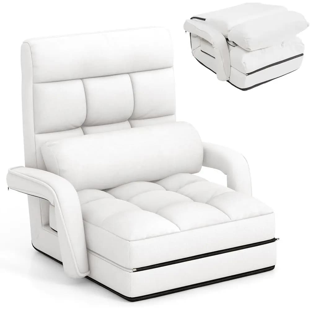 Adjustable Backrest Lazy Sofa Chair with Armrests, Removable Pillow, Supports 330Lbs, Ideal for Gaming, Lounge, Bedroom, Living
