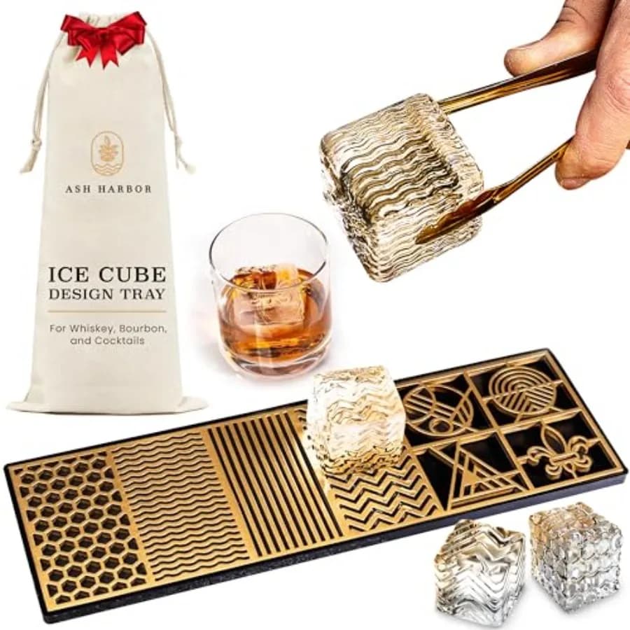 Stampo per Cubetti di Ghiaccio Trasparenti per Cocktail Bourbon - Stampo in Rame da 5 Secondi con Motivi Moderni - Accessori per Barman