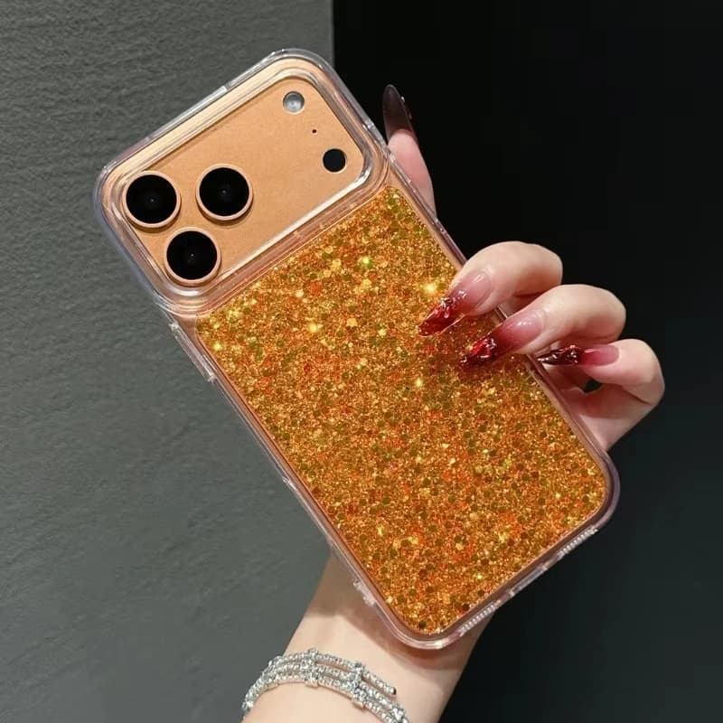 Custodia Protettiva Lusso Bling Glitter Antiurto per iPhone 17/16/15/14/13/12/11 Pro Max Plus con Bordo Morbido