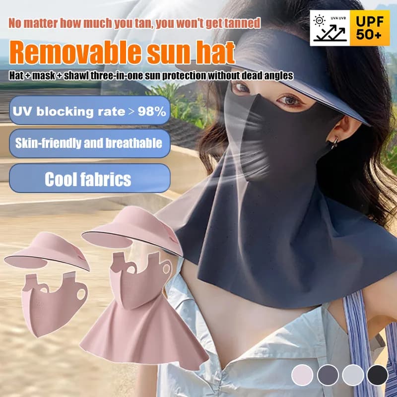 [Complete Solar Protection] Women's Solar Mask Protective Hat Integrated Protection for Neck Cycling sunscreen Ice silk sunscreen