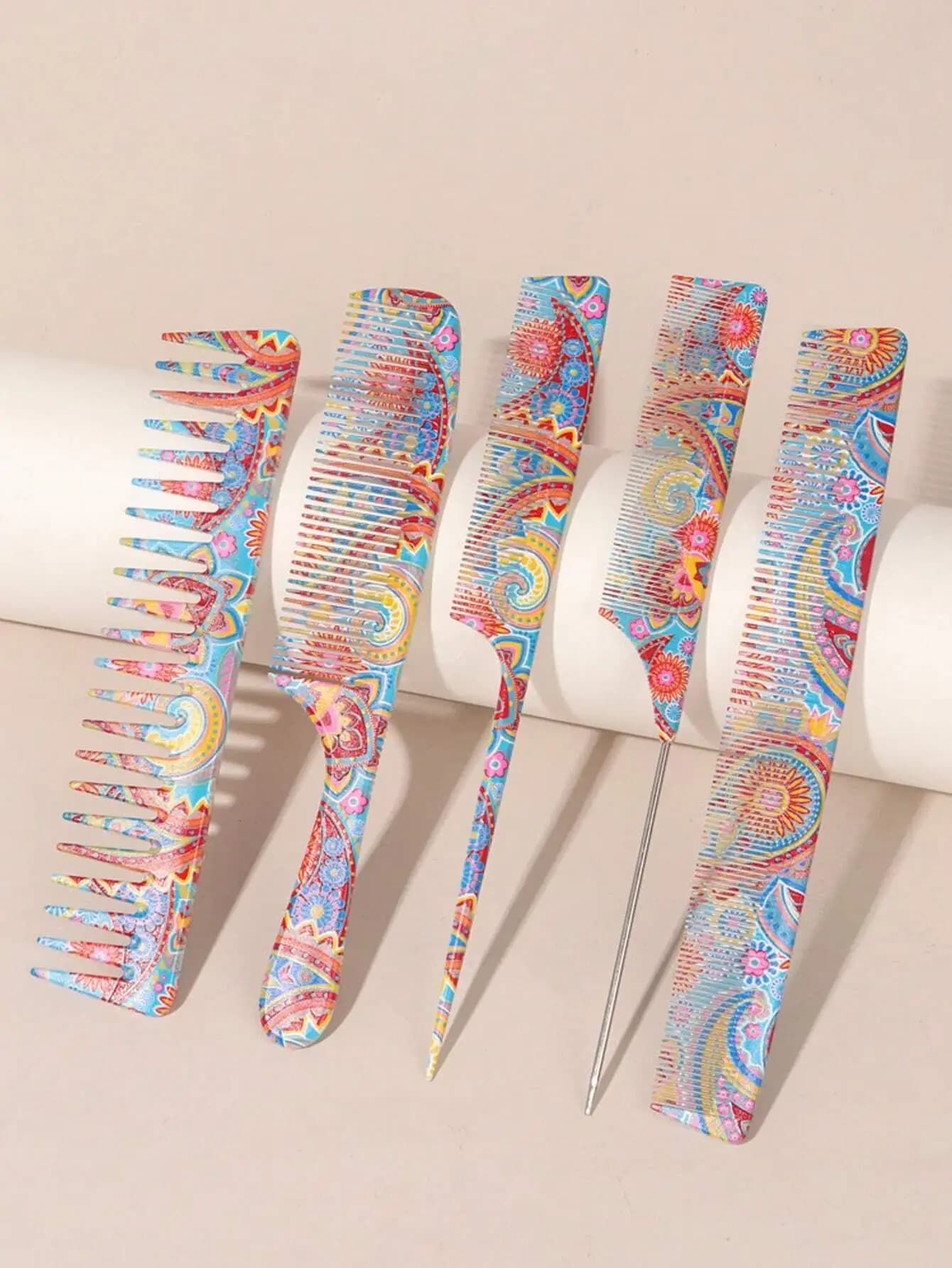Set da 5 pezzi di pettini professionali per taglio e styling dei capelli, pettini per parrucchieri e barbieri per uso in salone e a casa, spazzole, pettini, strumenti per capelli, prodotti e accessori per capelli, per parrucchieri, saloni di bellezza, viaggi, essenziali per il ritorno a scuola, viaggi e vacanze.
