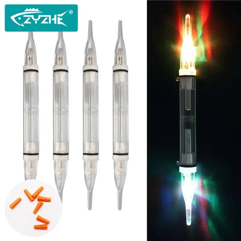 ZYZHE 4 pz. Luce per esche da pesca a doppia testa, LED colorati, accessori per ami da pesca in mare